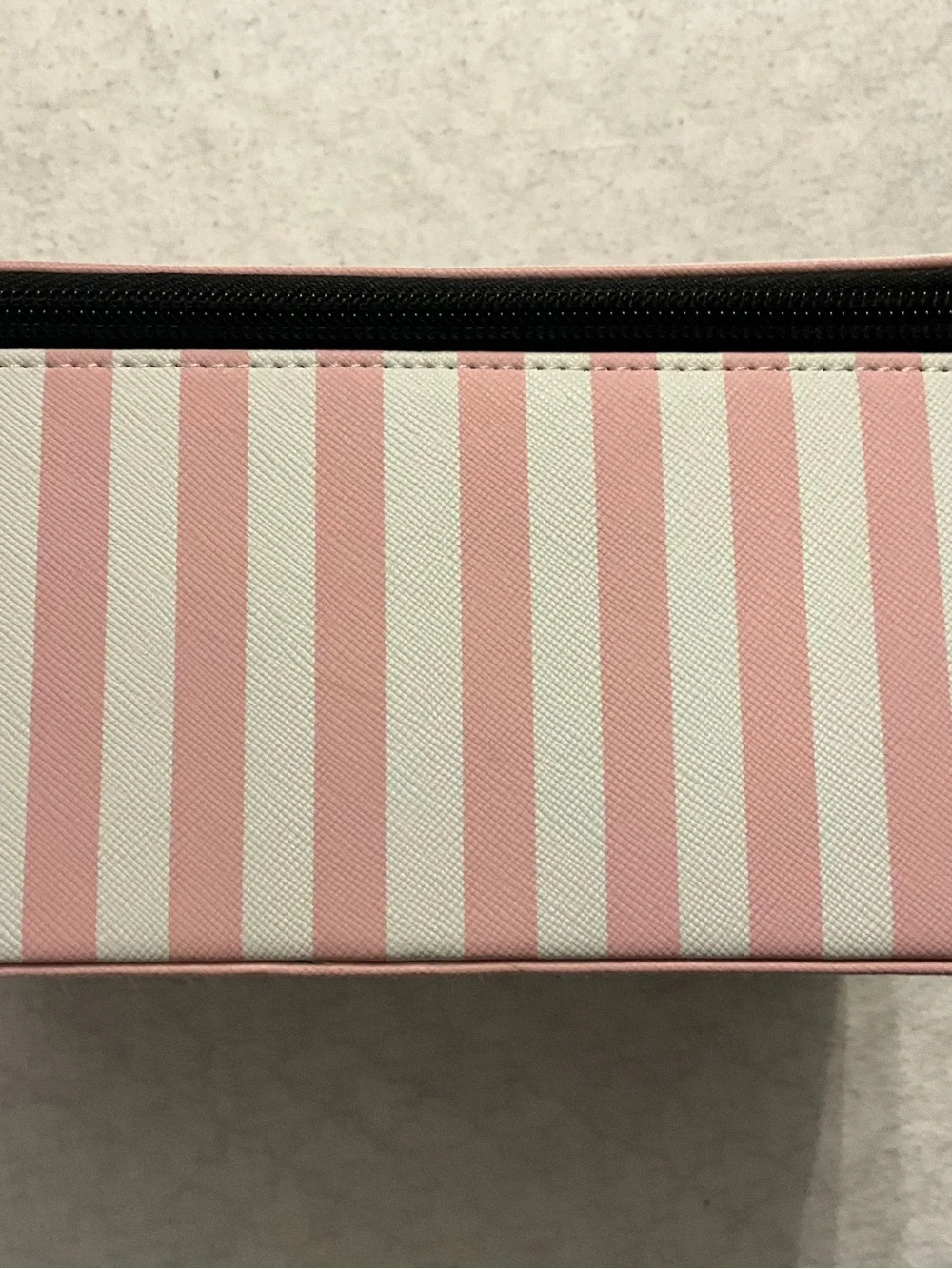 Victoria's Secret Pink & White Striped Cosmetic Case with Logo